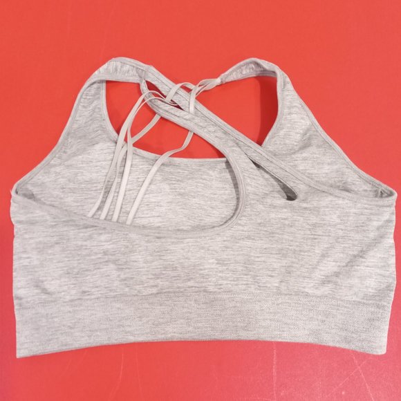 Puma grey crisscross back sport bra size L - Picture 2 of 5